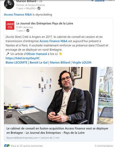 partage article sur linkedin